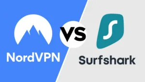 Picture of NordVPN and Surfshark logo side by side