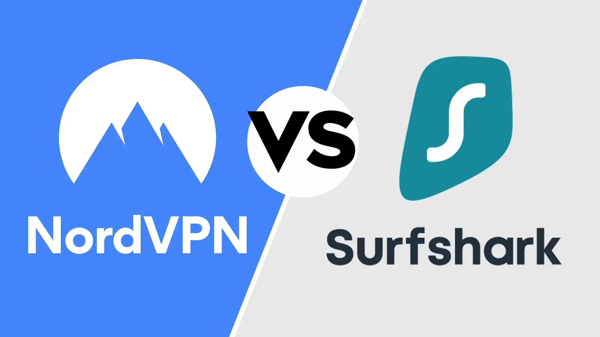 Picture of NordVPN and Surfshark logo side by side